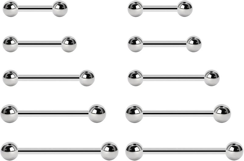 NewkeepsR 20G/18G/16G/14G/12G/10G Medical Implant Steel Nipple Tongue Piercing Barbell,Industrial Tongue Cheek Dimple Bars - Image 1
